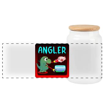 ANGLER - DINOSAURIER KINDER ANGELN - Panorama Keksdose mit Holzdeckel - Weiß - Vorne