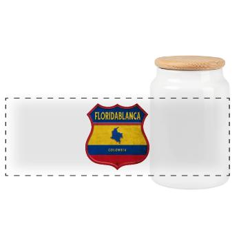 Floridablanca Kolumbien Wappen Design - Panorama Keksdose mit Holzdeckel - Weiß - Vorne