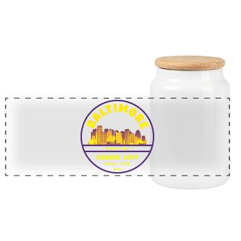 Baltimore Charm City Emblem - Panoramic Cookie Jar with Wooden Lid - white - Front