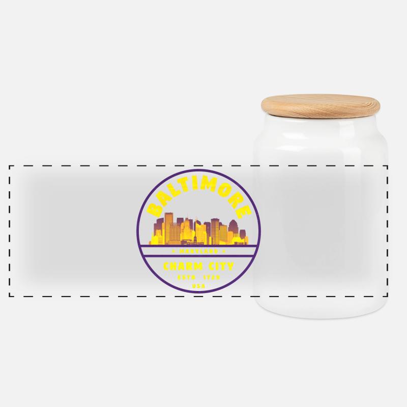 Emblème de la ville du charme de Baltimore - Boîte à biscuits avec couvercle en bois - blanc