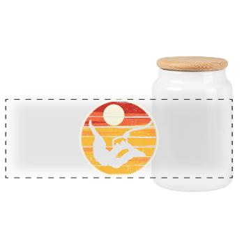 Vol Silhouette Coucher de Soleil - Boîte à biscuits avec couvercle en bois - blanc - Devant