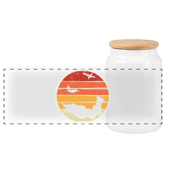 Sunset Silhouette Surf Circle - Panorama Keksdose mit Holzdeckel - Weiß - Vorne