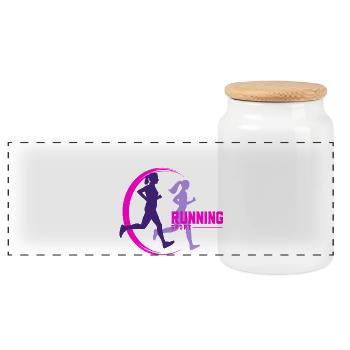 running - Boîte à biscuits avec couvercle en bois - blanc - Devant