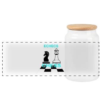 Echecs - Boîte à biscuits avec couvercle en bois - blanc - Devant