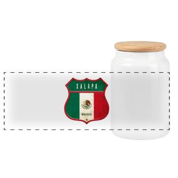 Design des armoiries de Xalapa (Mexique) - Boîte à biscuits avec couvercle en bois - blanc - Devant