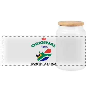 Südafrika Original 100% Flaggen Design - Panorama Keksdose mit Holzdeckel - Weiß - Vorne