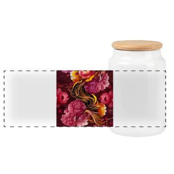 Wunderschönes, elegantes florales Design - Panorama Keksdose mit Holzdeckel - Weiß - Vorne