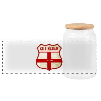 Armoiries de Gillingham, Angleterre - Boîte à biscuits avec couvercle en bois - blanc - Devant