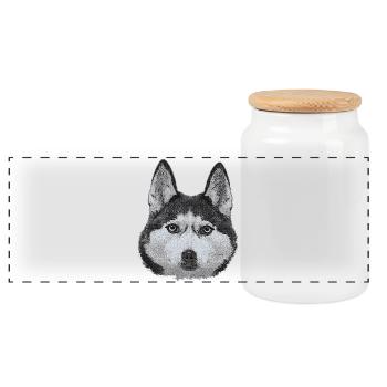 coole hundemotive für männer, huskygesicht - Panorama Keksdose mit Holzdeckel - Weiß - Vorne