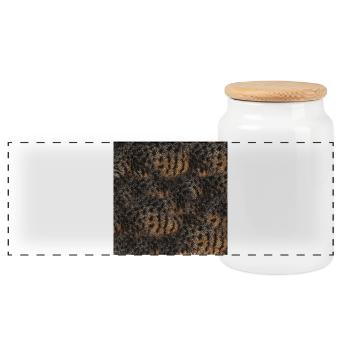 Katzen design, Fur prints, gestromt - Panorama Keksdose mit Holzdeckel - Weiß - Vorne