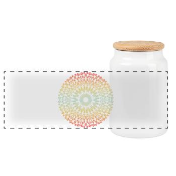 Mandala - Panorama Keksdose mit Holzdeckel - Weiß - Vorne