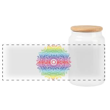 Mandala - Boîte à biscuits avec couvercle en bois - blanc - Devant