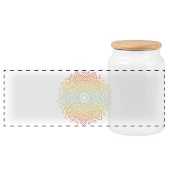 Mandala - Boîte à biscuits avec couvercle en bois - blanc - Devant