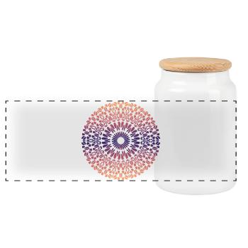 Mandala - Boîte à biscuits avec couvercle en bois - blanc - Devant