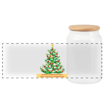 Weihnachtsbaum rot goldener Christbaumschmuck - Panorama Keksdose mit Holzdeckel - Weiß - Vorne