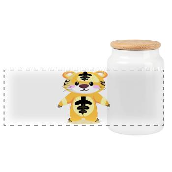 Tiger Schlafanzug - SCHLAFEN KINDER - Panorama Keksdose mit Holzdeckel - Weiß - Vorne