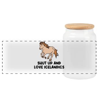 Icelandic Horses Horse Love Horses Statement Gallop - Panoramic Cookie Jar with Wooden Lid - white - Front
