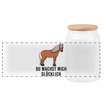 Pferdefan Pferde Islandpferde Reiten Statement - Panorama Keksdose mit Holzdeckel - Weiß - Vorne