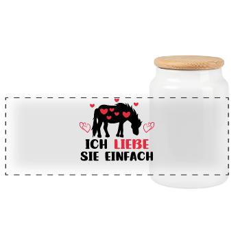 Horse Fan Statement Heart Horses Icelandic Horses - Panoramic Cookie Jar with Wooden Lid - white - Front