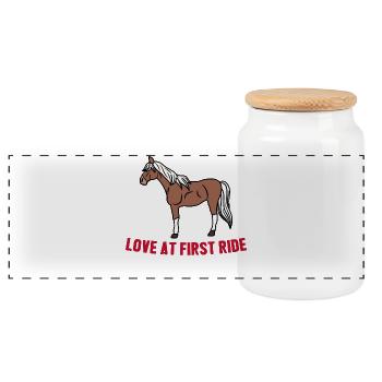 Cool Horse Statement Icelandic Horses Horse Love - Panoramic Cookie Jar with Wooden Lid - white - Front