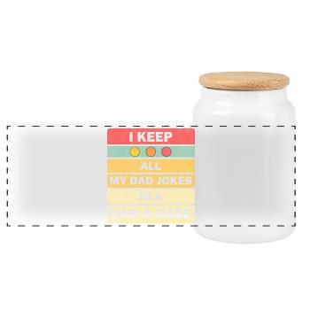 Dad Jokes: I Keep All My Dad Jokes In A Dad-a-base - Panoramic Cookie Jar with Wooden Lid - white - Front