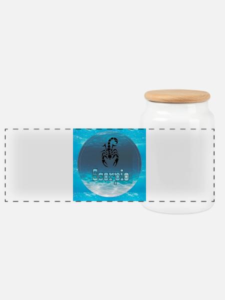 scorpio - Panoramic Cookie Jar with Wooden Lid - white