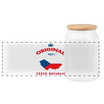 Tschechien Original 100% Flaggen Design - Panorama Keksdose mit Holzdeckel - Weiß - Vorne