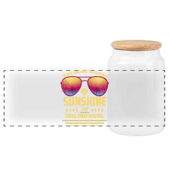 Sunshine and boating - Panoramic Cookie Jar with Wooden Lid - white - Front