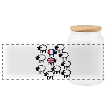 Moutons français et britanniques - Boîte à biscuits avec couvercle en bois - blanc - Devant
