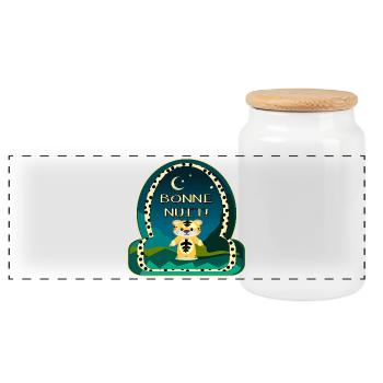 BONNE NUIT - TIGRE - DORMIR - Boîte à biscuits avec couvercle en bois - blanc - Devant