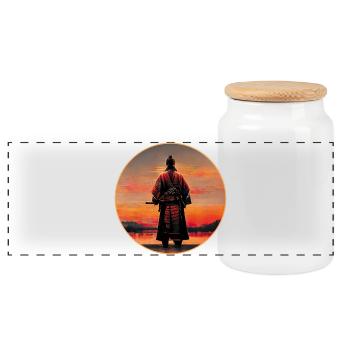 Guerrier Samouraï - Boîte à biscuits avec couvercle en bois - blanc - Devant