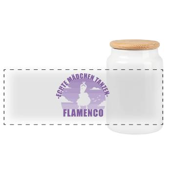 Flamenco Tänzerin Andalusien Tanz Geschenk - Panorama Keksdose mit Holzdeckel - Weiß - Vorne