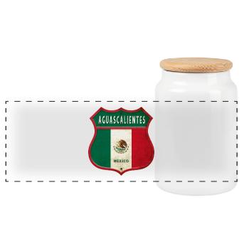Design des armoiries d'Aguascalientes (Mexique) - Boîte à biscuits avec couvercle en bois - blanc - Devant