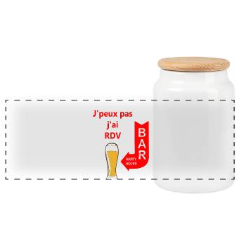 j'peux pas j'ai rdv au bar - Boîte à biscuits avec couvercle en bois - blanc - Devant