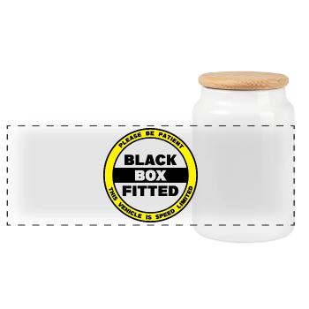 Please Be Patient - Black Box Fitted - Panoramic Cookie Jar with Wooden Lid - white - Front