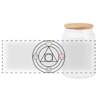 The philosopher's stone and the elements of nature - Panoramic Cookie Jar with Wooden Lid - white - Front