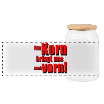 Korn , Party , Weizenkorn ,Korn Party Nur Korn(25) - Panorama Keksdose mit Holzdeckel - Weiß - Vorne