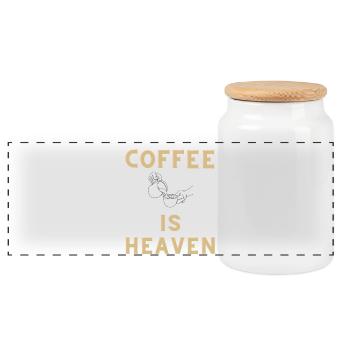 COFFEE IS HEAVEN - Panorama Keksdose mit Holzdeckel - Weiß - Vorne