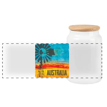 Australia Pinwheel Vintage Design - Panoramic Cookie Jar with Wooden Lid - white - Front