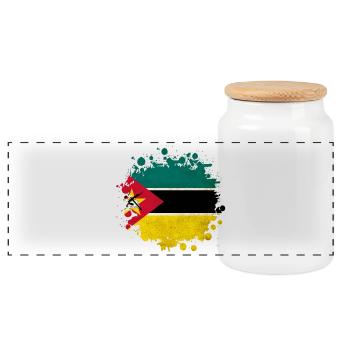 Mozambique blob flag design - Panoramic Cookie Jar with Wooden Lid - white - Front
