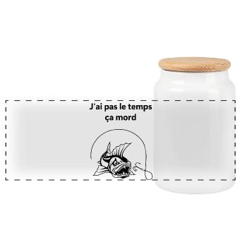 J'ai pas le temps ça mord - Boîte à biscuits avec couvercle en bois - blanc - Devant