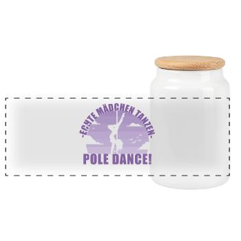 Echte Mädchentanzen Pole Dance! Geschenk - Panorama Keksdose mit Holzdeckel - Weiß - Vorne