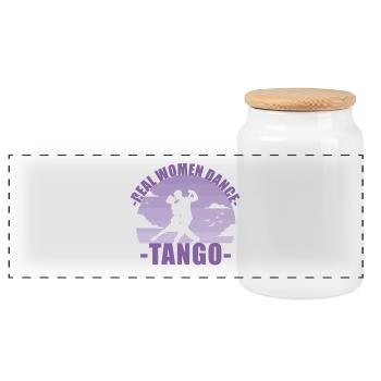 Real Women dance tango! Tänzerin Geschenk - Panorama Keksdose mit Holzdeckel - Weiß - Vorne
