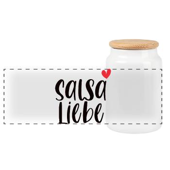 Salsa Liebe! Tänzerin Tänzer tanzen Geschenk - Panorama Keksdose mit Holzdeckel - Weiß - Vorne