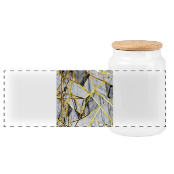 Marble Mosaic Gold Texture - Panoramic Cookie Jar with Wooden Lid - white - Front