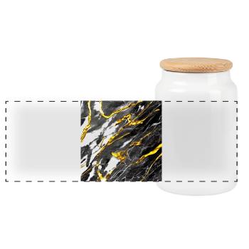 Marble Optics Black Gold - Panoramic Cookie Jar with Wooden Lid - white - Front