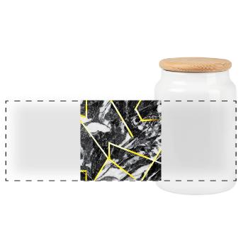 Marble Black Gold Geometric texture - Panoramic Cookie Jar with Wooden Lid - white - Front