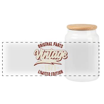Édition limitée vintage 1971 - Boîte à biscuits avec couvercle en bois - blanc - Devant