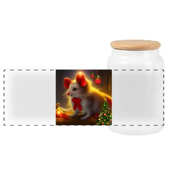 Mignonne petite souris de Noël - Boîte à biscuits avec couvercle en bois - blanc - Devant