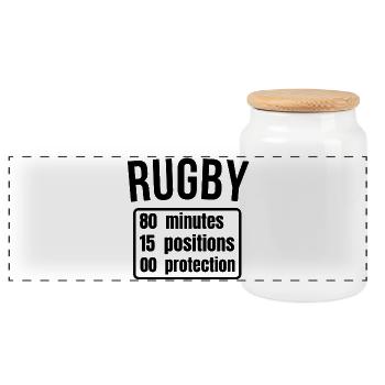 rugby, rugby sport, rugby humor - Panoramic Cookie Jar with Wooden Lid - white - Front